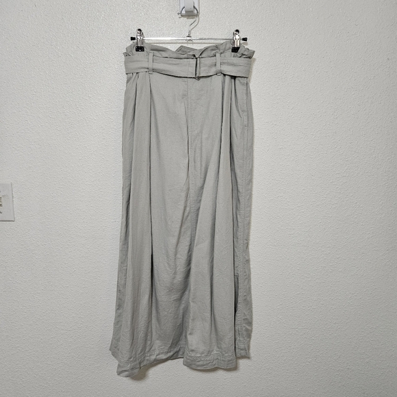 Uniqlo maxi length skirt size 28-29 elastic waist with belt linen blend - Picture 1 of 12
